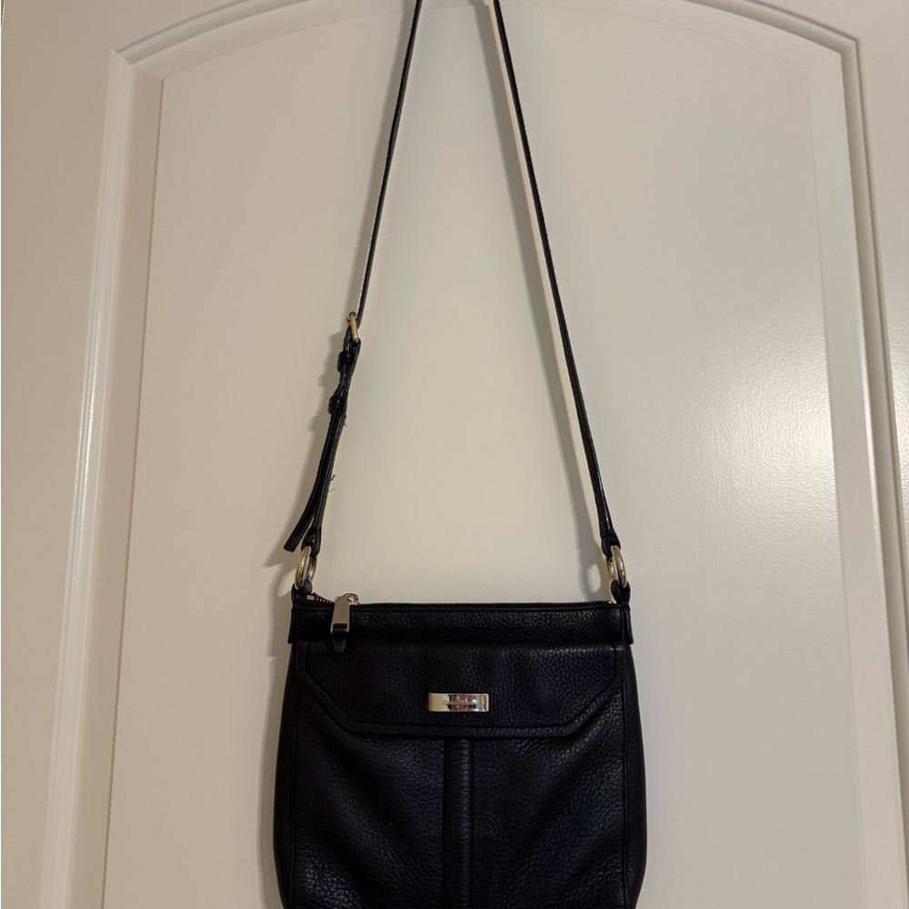 Cole Hann Black Pebbled Leather Crossbody Bag